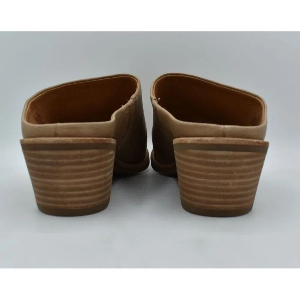 Sofft Women Sz 8 Aneesa Light Taupe Leather Slip On Heeled Mules Sandals Shoes - Picture 7 of 12